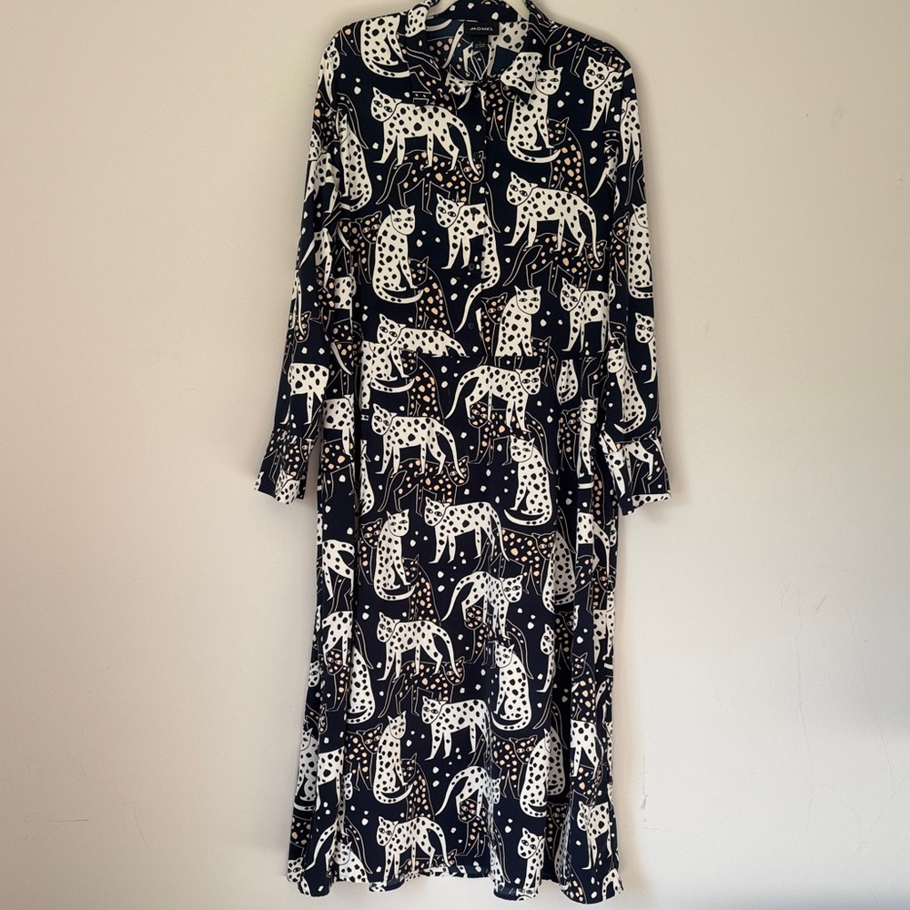 Black and White Cat Print Maxi Dress